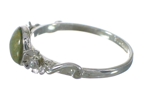 Silver Turquoise Southwestern Flower Ring Size 7-1/2 YX90829